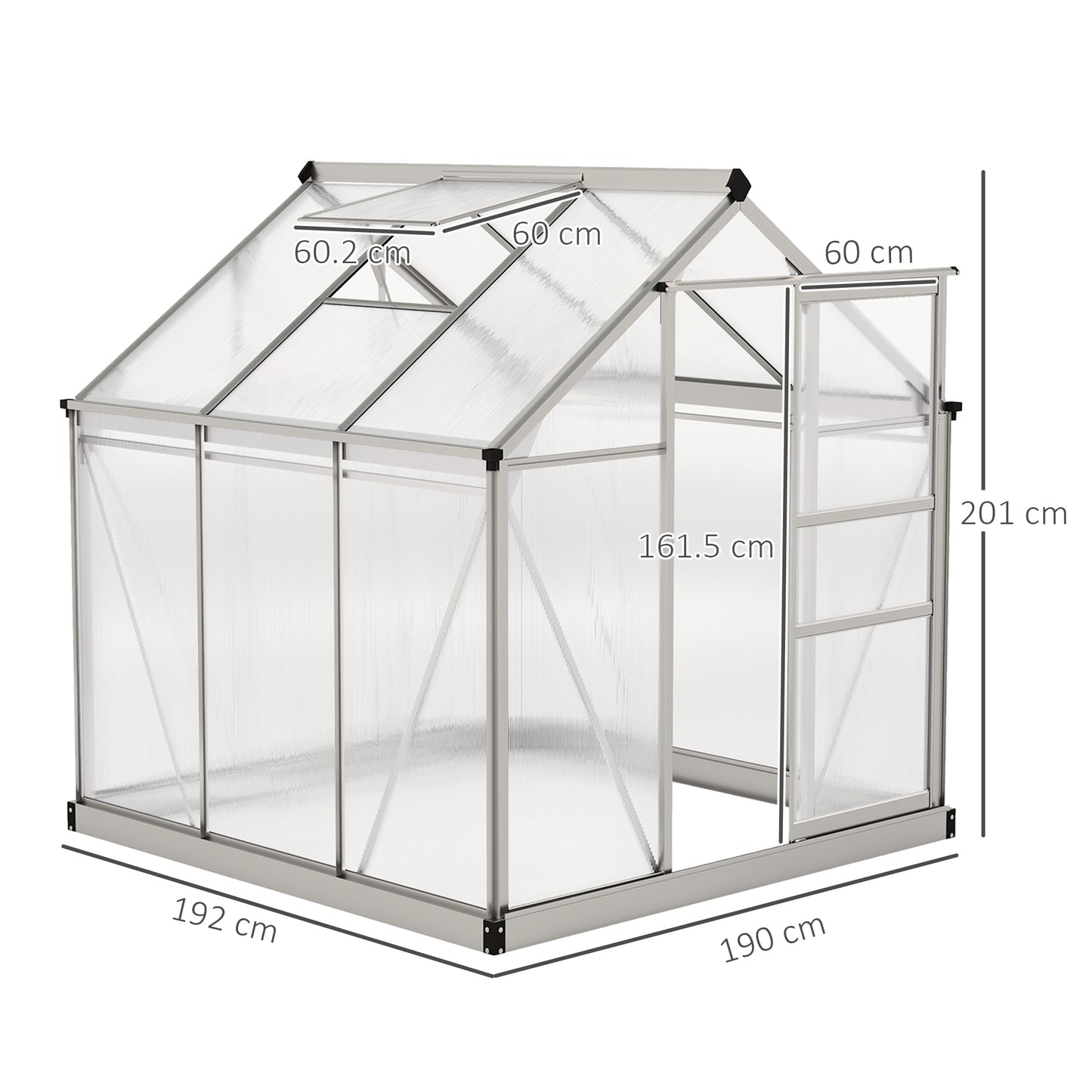 Outsunny 6 x 6ft Polycarbonate Greenhouse | Clear