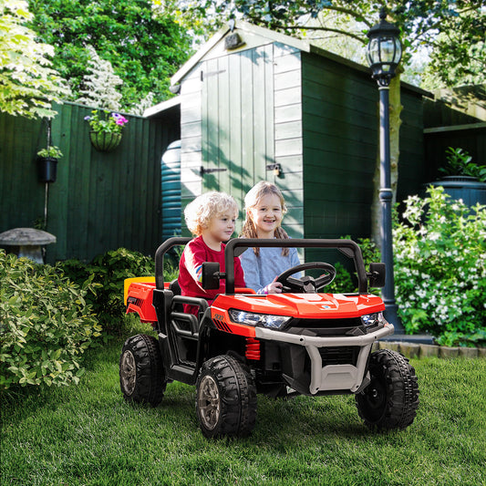 HOMCOM 12V two-seater kids ride-on car in red - product view 2