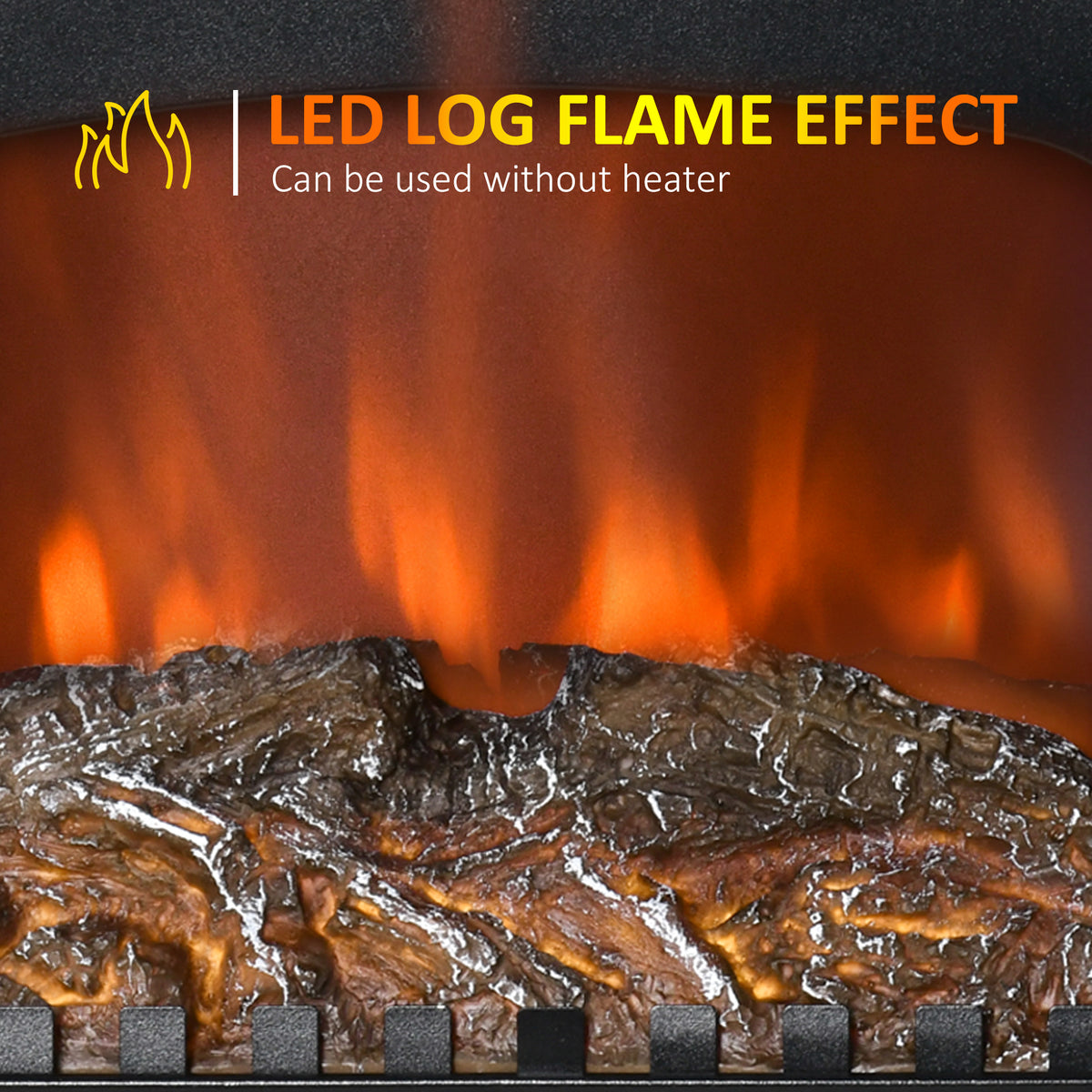 HOMCOM Electric Fireplace Stove Freestanding Log Burner with Double Door, 1000W/2000W, Portable Electric Fire Fan Heater with LED Flame Effect, Adjustable Thermostat, Overheat Protection, Black