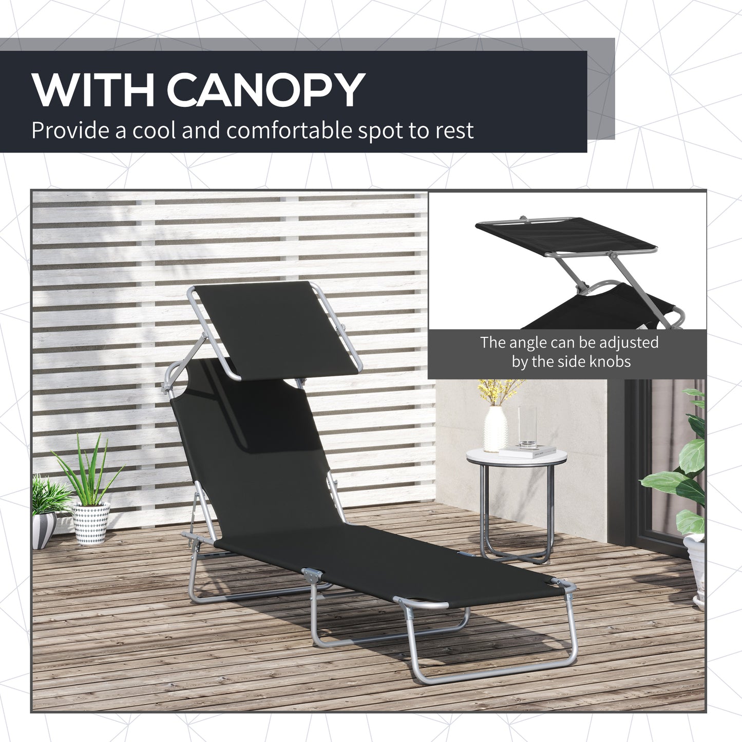 Outsunny 2-Piece Folding Sun Lounger Set | Adjustable Shade