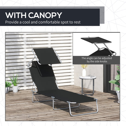 Outsunny 2-Piece Folding Sun Lounger Set | Adjustable Shade