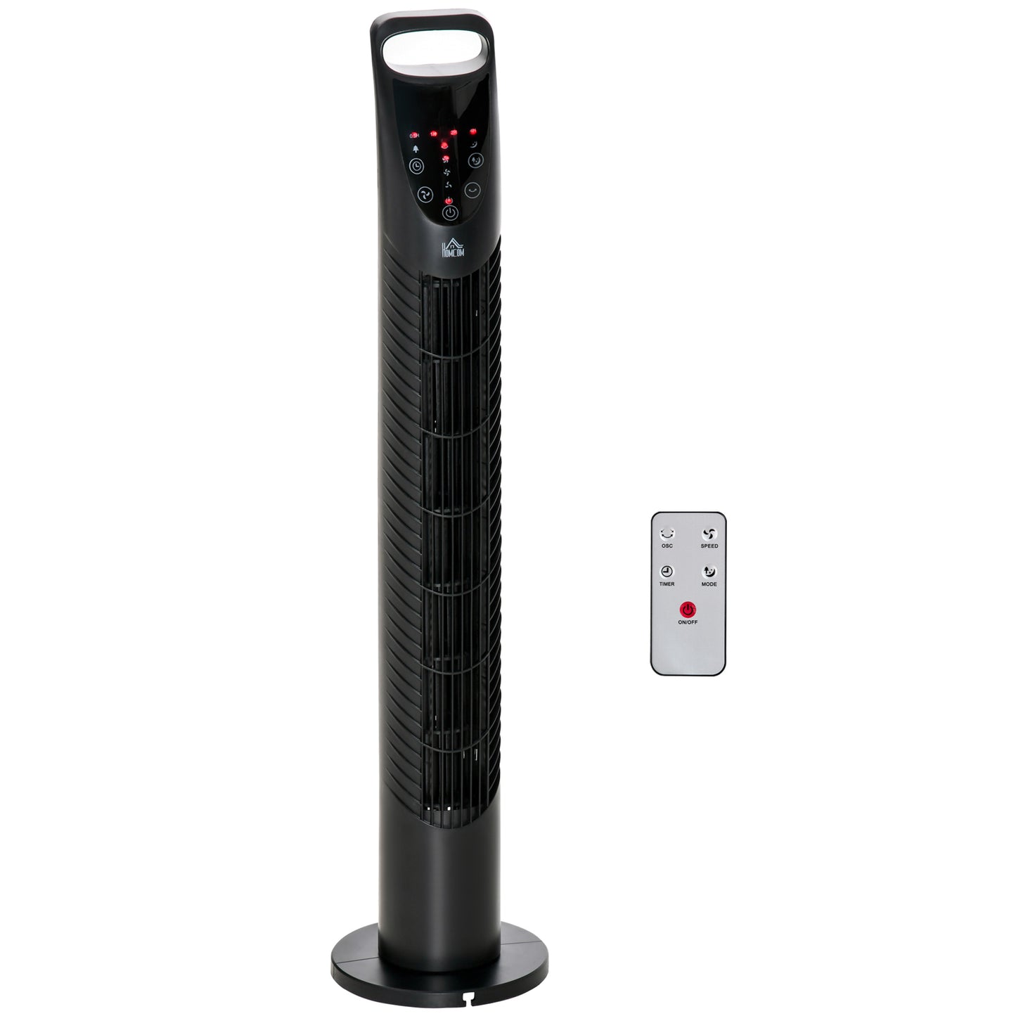 HOMCOM 31" Bladeless Tower Fan | 70° Oscillation, 37.8dB Quiet, 7.5H Timer, Remote Control — Black