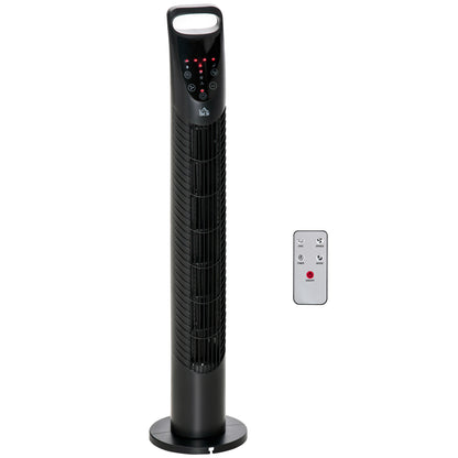 HOMCOM 31" Bladeless Tower Fan | 70° Oscillation, 37.8dB Quiet, 7.5H Timer, Remote Control — Black