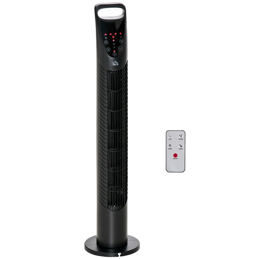 HOMCOM 31" Bladeless Tower Fan | 70° Oscillation, 37.8dB Quiet, 7.5H Timer, Remote Control — Black