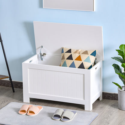 HOMCOM Lift-Top Storage Chest | Toy Box & Blanket Storage Bench, White