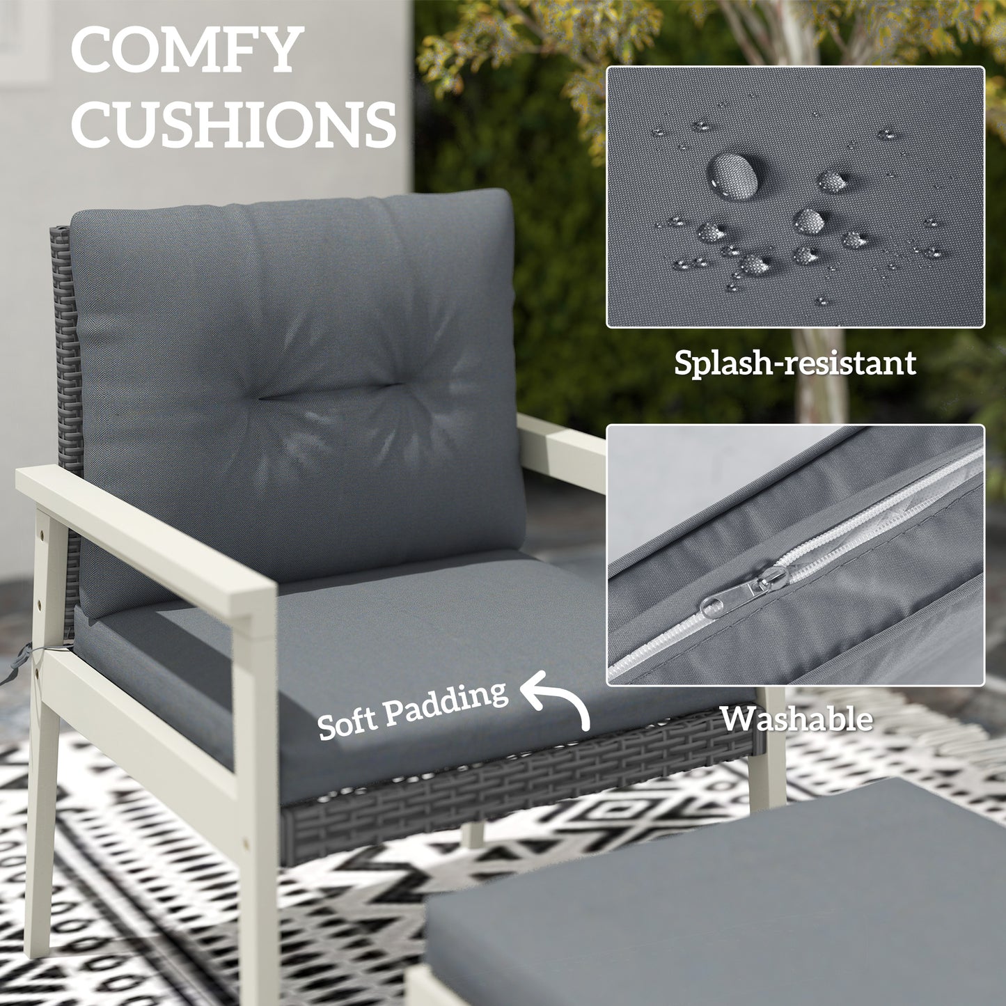 Outsunny 5-Piece Rattan Patio Set | Wood-Top Table