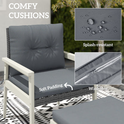Outsunny 5-Piece Rattan Patio Set | Wood-Top Table