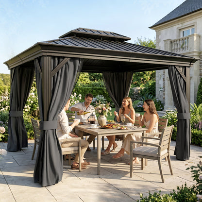 Outsunny 3.65 by 3 metre aluminium hardtop gazebo in dark grey - product view 9