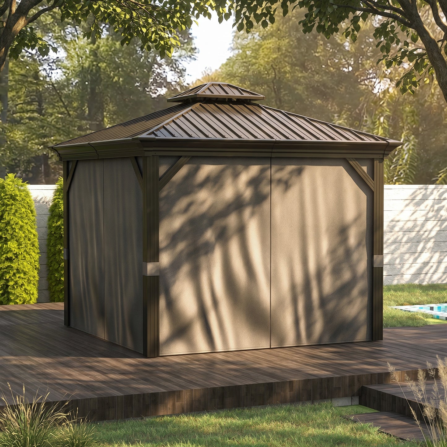 Outsunny 3.65 by 3 metre aluminium hardtop gazebo in dark grey - product view 8