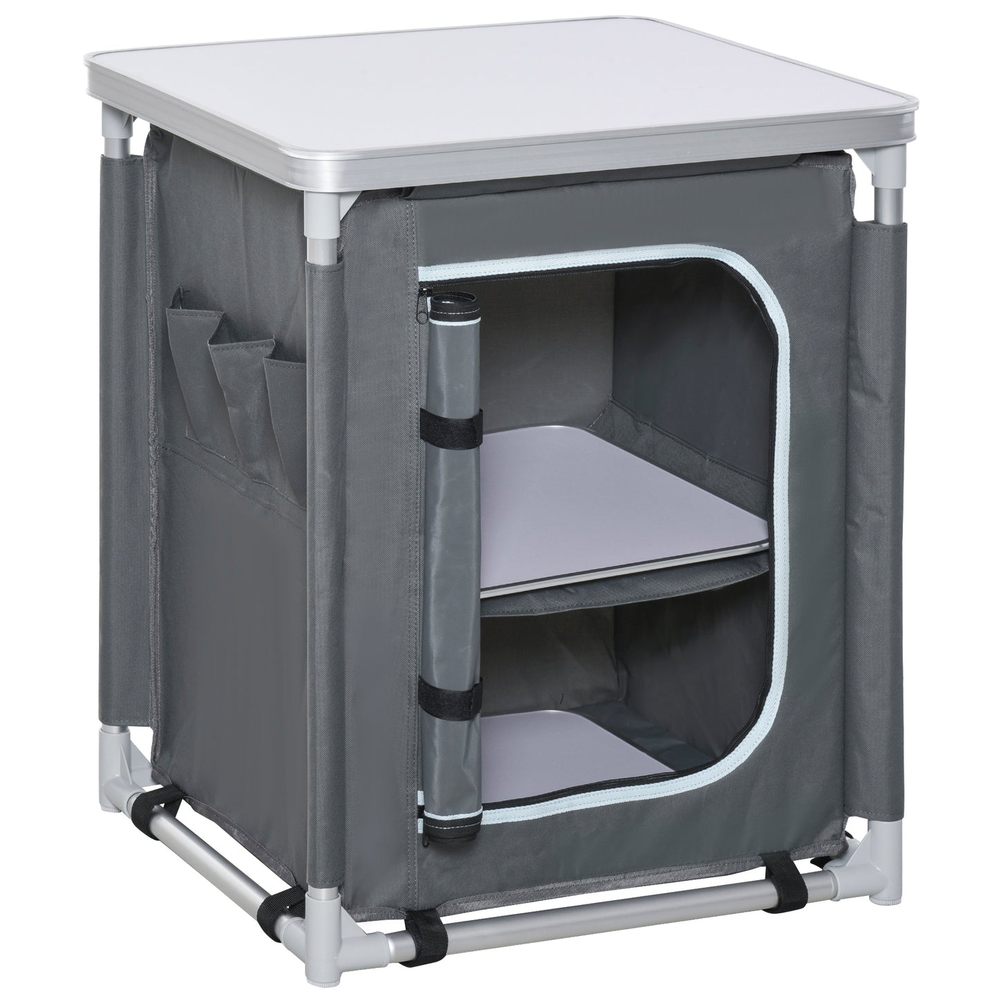 Outsunny camping kitchen station with shelves