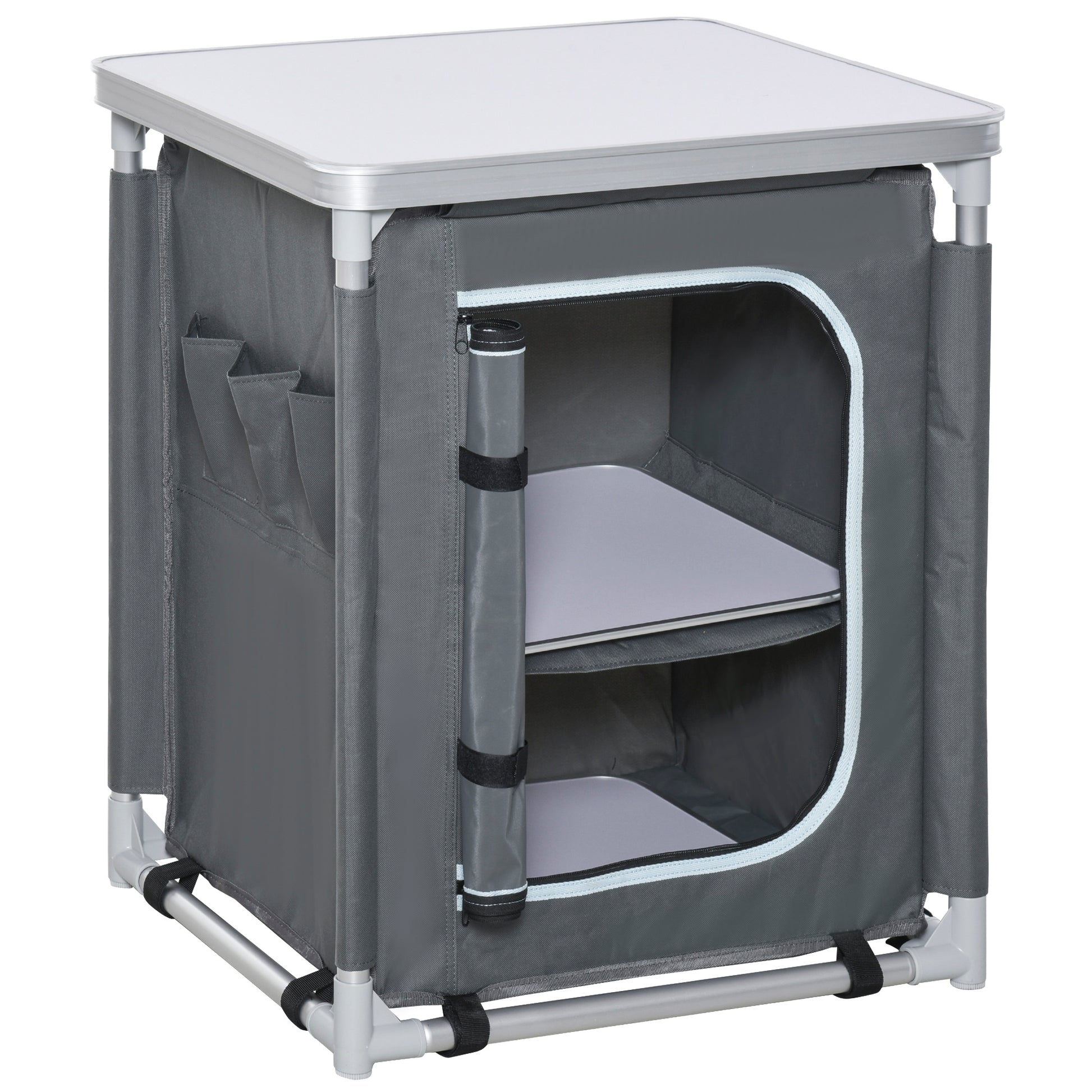 Outsunny camping kitchen station with shelves