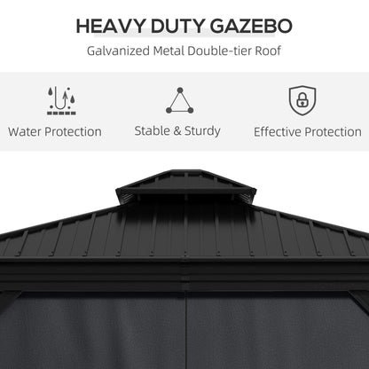 Outsunny 3.65 by 3 metre aluminium hardtop gazebo in dark grey - product view 4