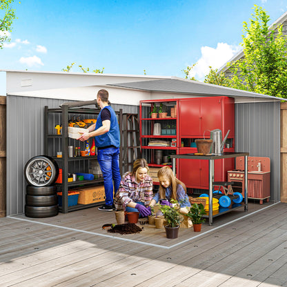 Outsunny 11.3 x 9.2ft Metal Garden Storage Shed | Green Tool & Bike Store