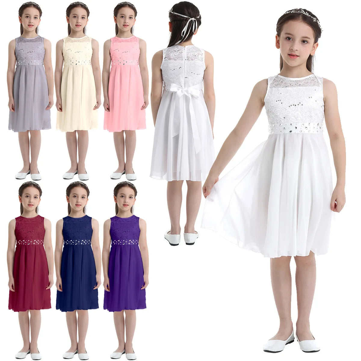 Elegant Children Girls Flower Princess Tulle Lace Dress – Infant Kids Party Bridesmaid Ball Gown Tutu Dresses