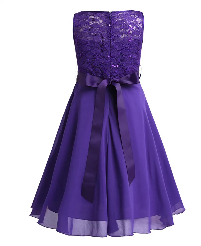 Elegant Children Girls Flower Princess Tulle Lace Dress – Infant Kids Party Bridesmaid Ball Gown Tutu Dresses