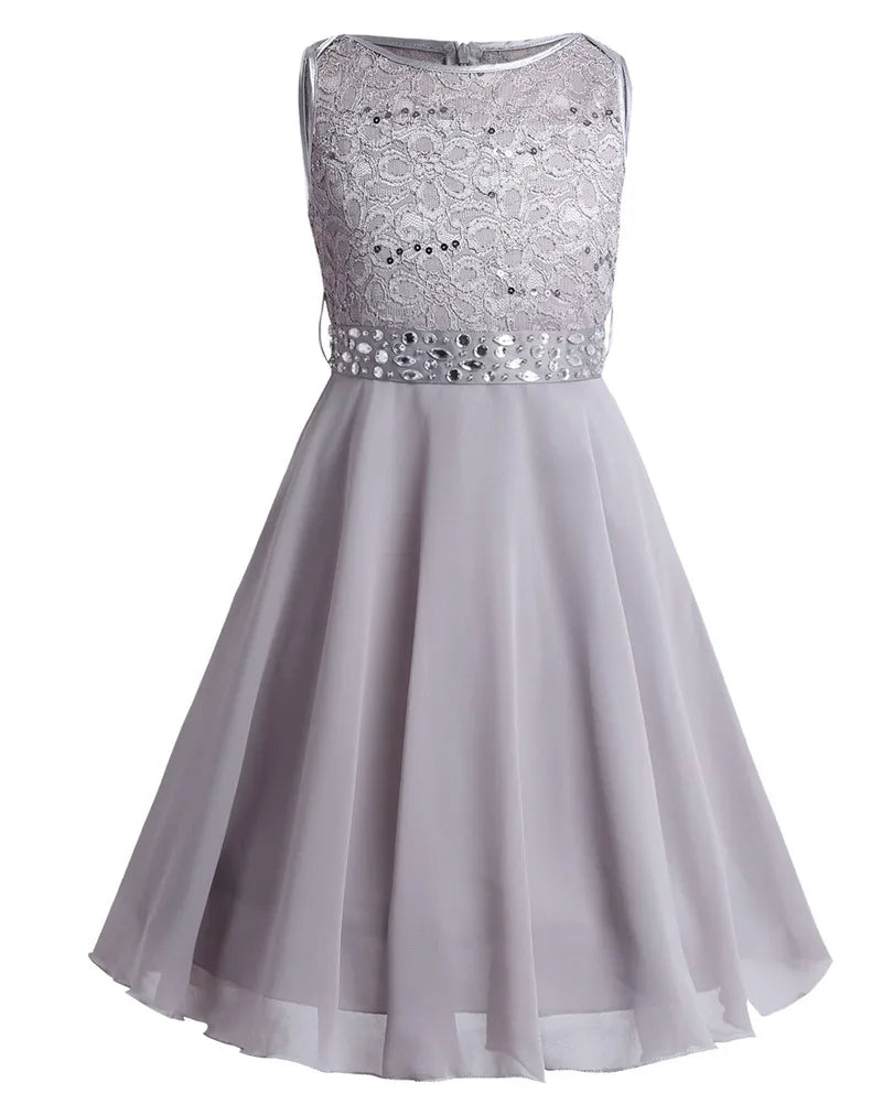 Elegant Children Girls Flower Princess Tulle Lace Dress – Infant Kids Party Bridesmaid Ball Gown Tutu Dresses