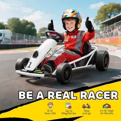 HOMCOM 24V kids electric drift go-kart in white - product view 4