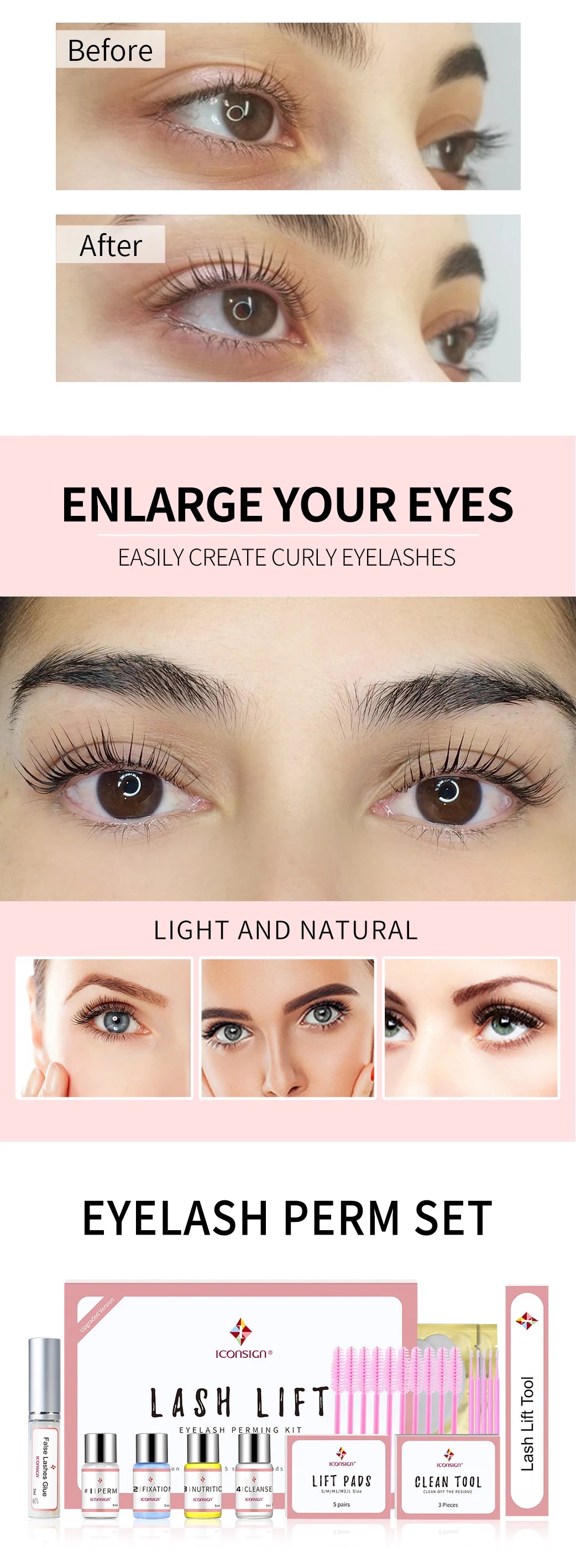 Lash Lift Kit | 6–8 Week Curl, Complete 10-Piece Set with Eye Pads & Brushes — Salon & Home Use
