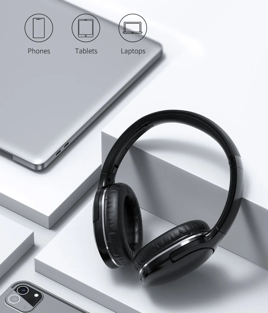 Baseus D02 Pro Wireless Bluetooth Headphones HIFI Stereo Earphones Foldable Sport Headset with Audio Cable foriPhone