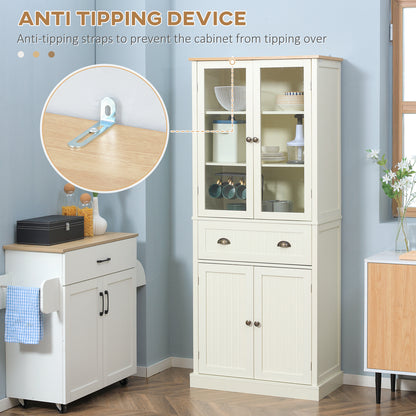 HOMCOM Freestanding Kitchen Cupboard | 5-Tier Pantry Storage Cabinet, Cream White