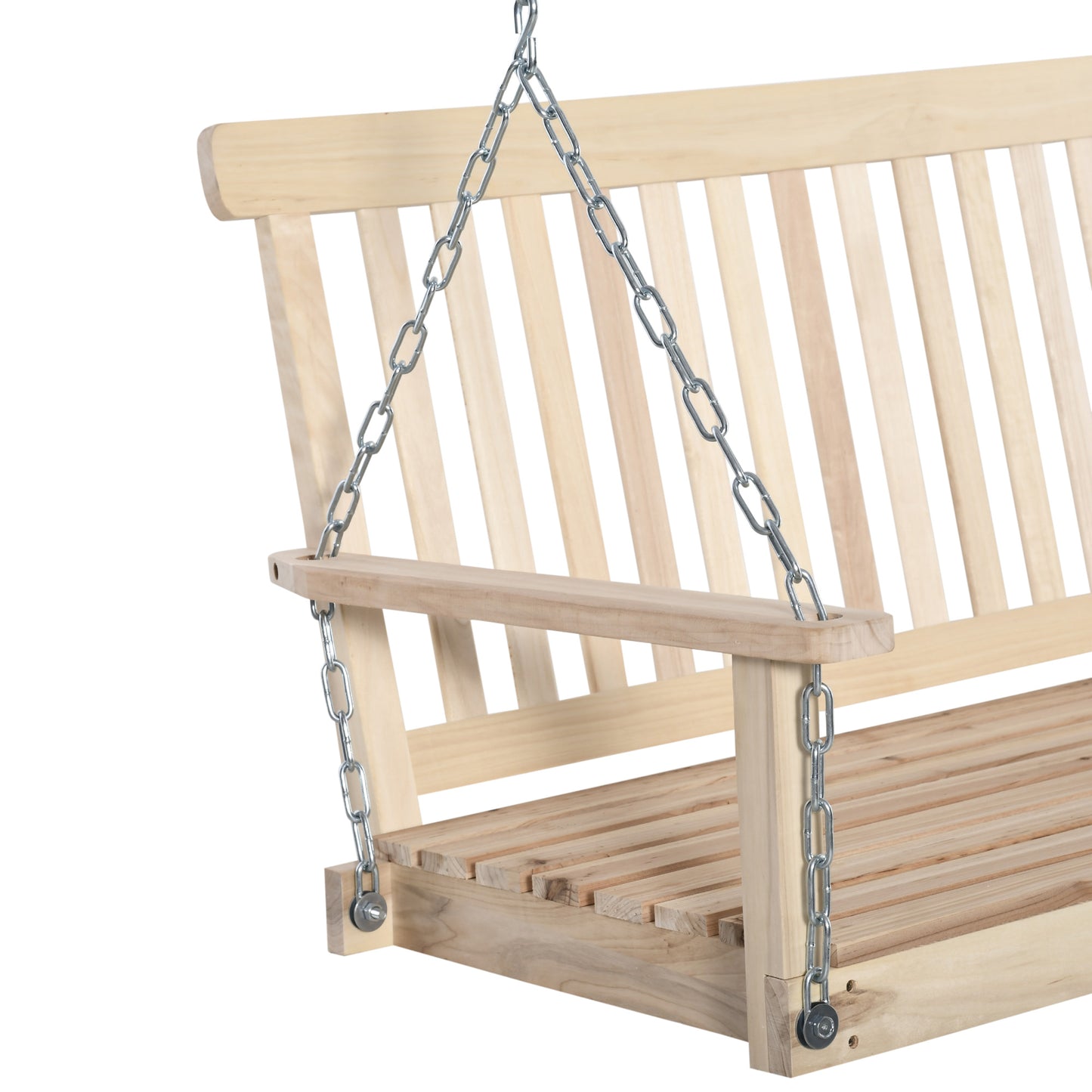 Outsunny 2-Seater Wooden Garden Swing Bench | Natural