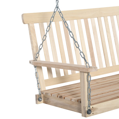 Outsunny 2-Seater Wooden Garden Swing Bench | Natural