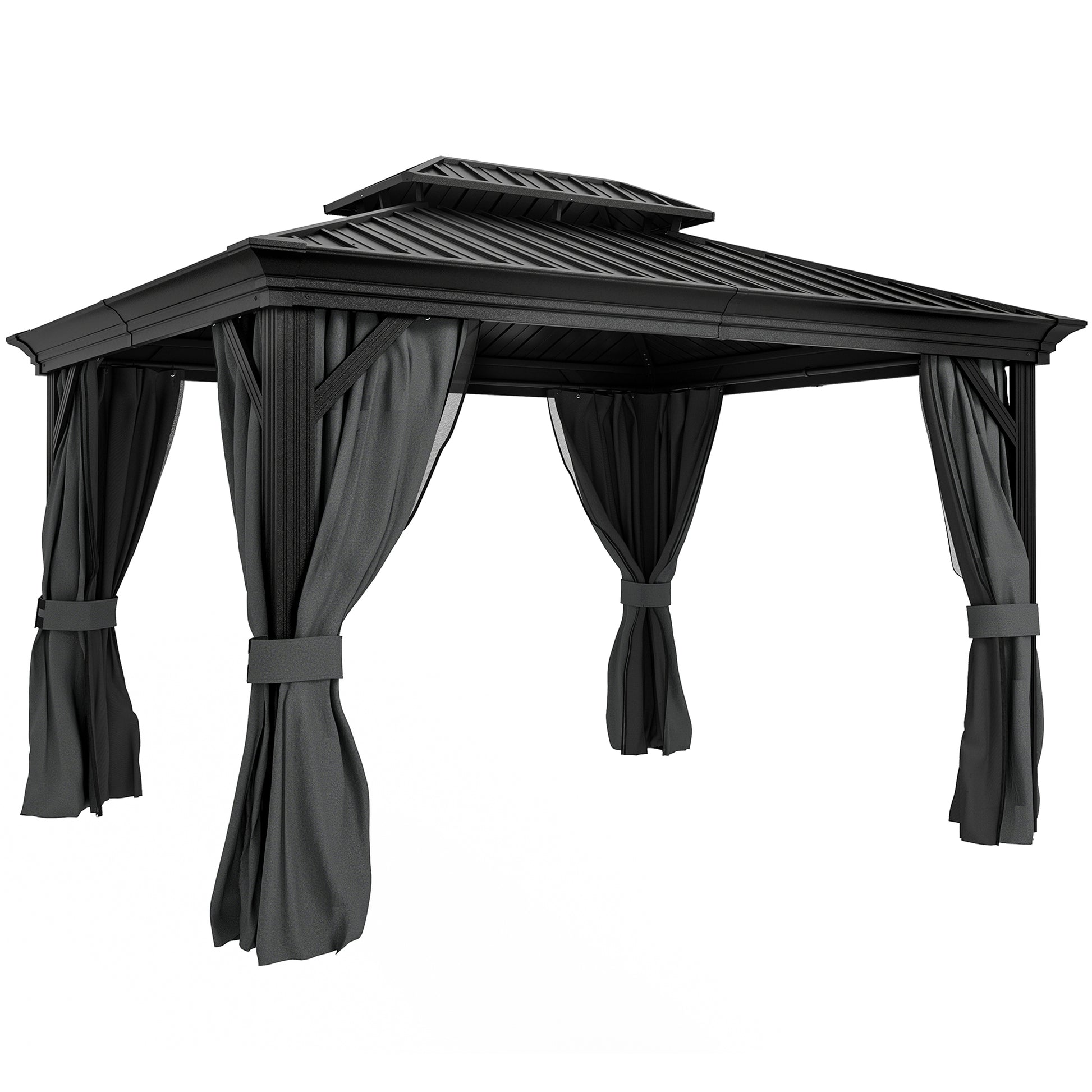 Outsunny 3.65 by 3 metre aluminium hardtop gazebo in dark grey