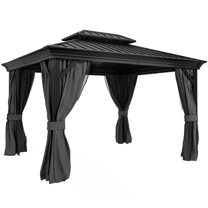 Outsunny 3.65 by 3 metre aluminium hardtop gazebo in dark grey
