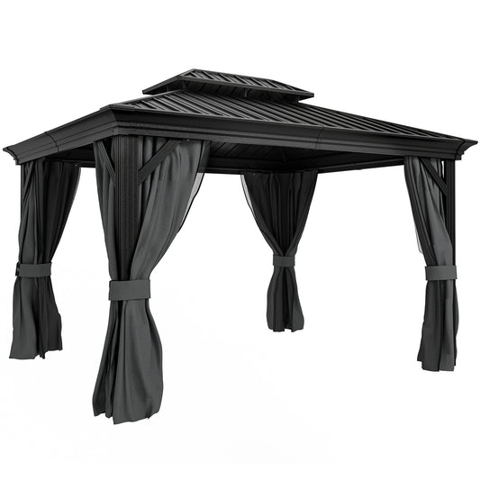 Outsunny 3.65 by 3 metre aluminium hardtop gazebo in dark grey