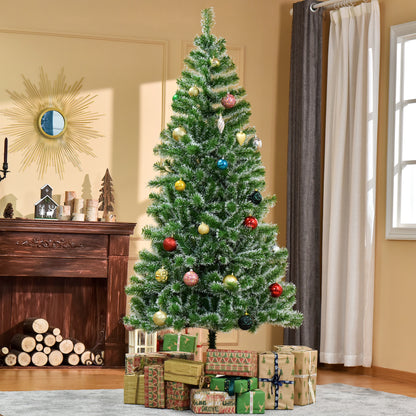 HOMCOM 7FT Indoor Christmas Tree Artificial Decoration Xmas Gift with Metal Stand Branch Tips