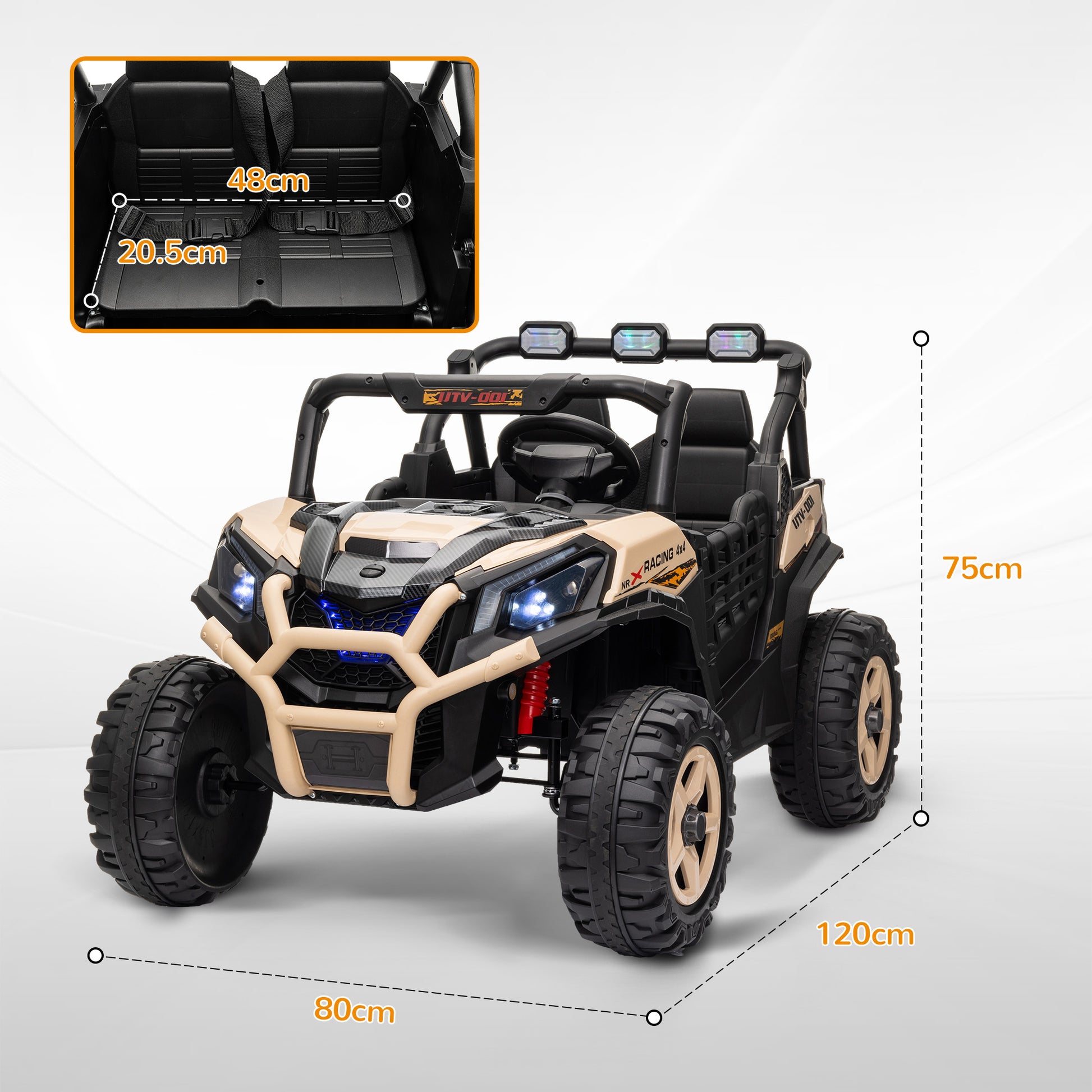 AIYAPLAY 24V two-seater kids electric ride-on car in khaki - product view 3