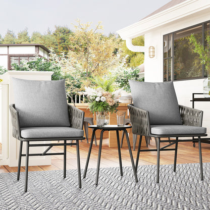 Outsunny 3-Piece Rattan Bistro Set | Garden Table & Chairs