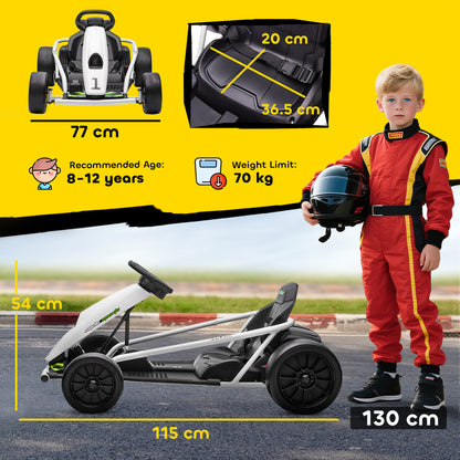 HOMCOM 24V kids electric drift go-kart in white - product view 3