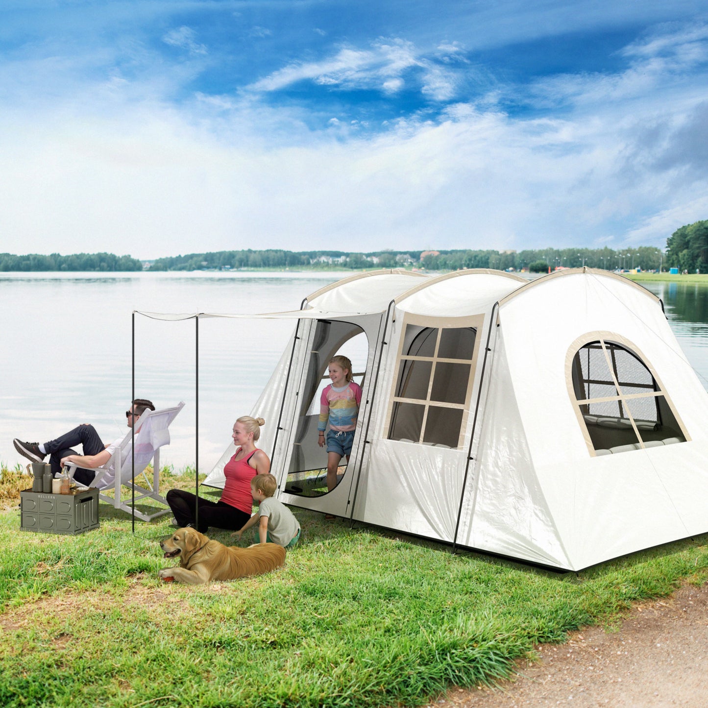 Inside view of Outsunny 4 man tunnel tent