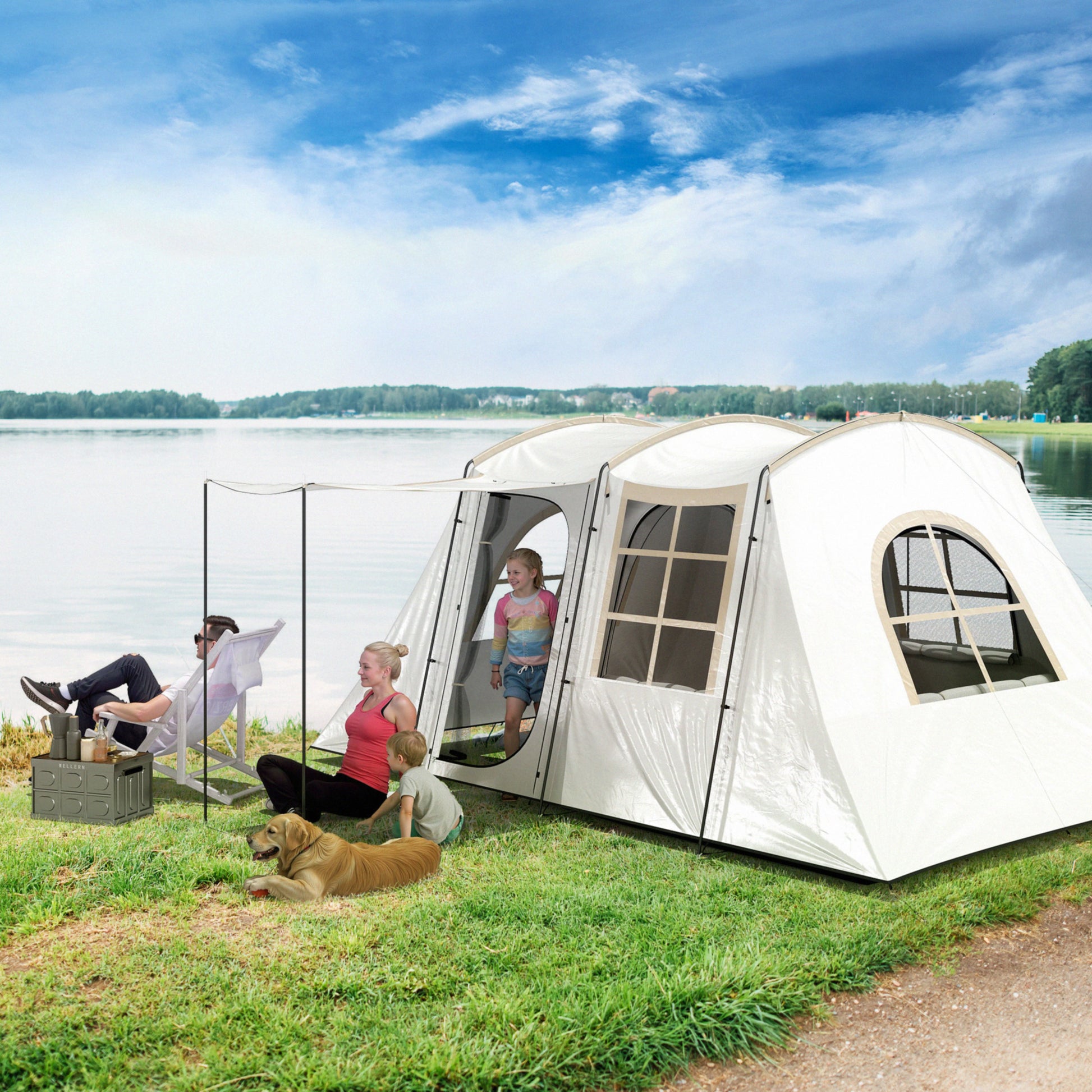 Inside view of Outsunny 4 man tunnel tent