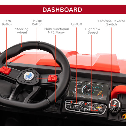 HOMCOM 12V two-seater kids ride-on car in red - product view 6