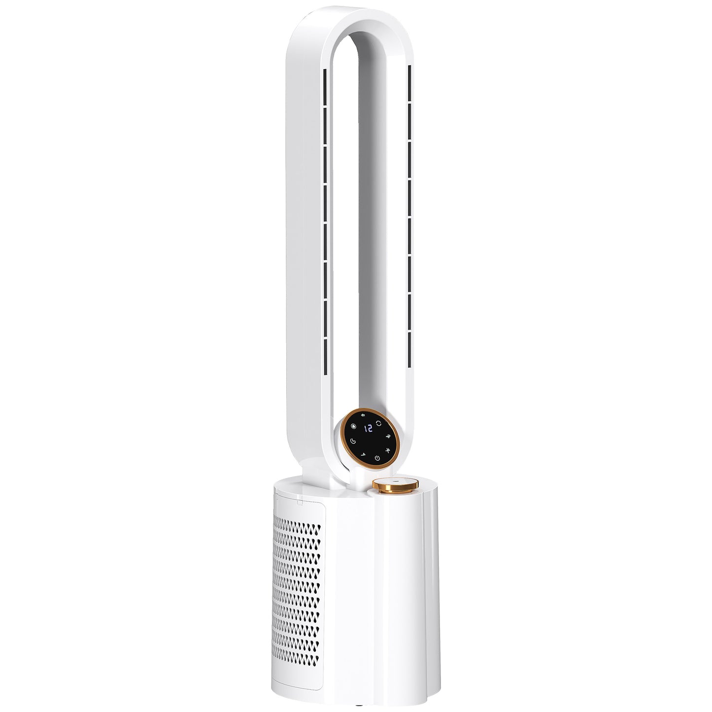 HOMCOM Bladeless Tower Fan with Humidifier & UV Sterilisation | 28dB, 12 Speeds, 90° Oscillation, 8H Timer — White