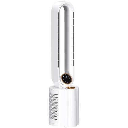 HOMCOM Bladeless Tower Fan with Humidifier & UV Sterilisation | 28dB, 12 Speeds, 90° Oscillation, 8H Timer — White