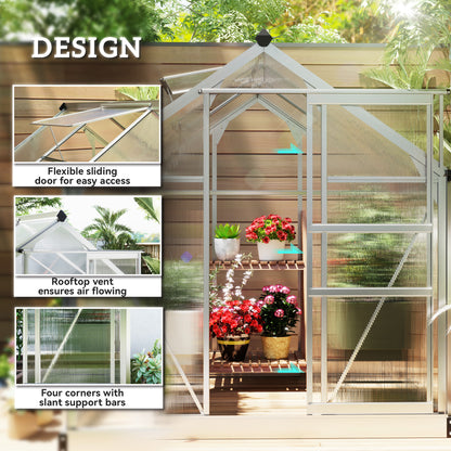 Outsunny 6 x 6ft Polycarbonate Greenhouse | Clear