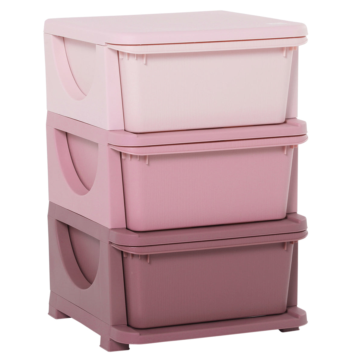 HOMCOM 3 Drawers Plastic Kids Storage Units, 3 Tier Children Toy Chest for Nursery, Playroom, Bedroom, Pink