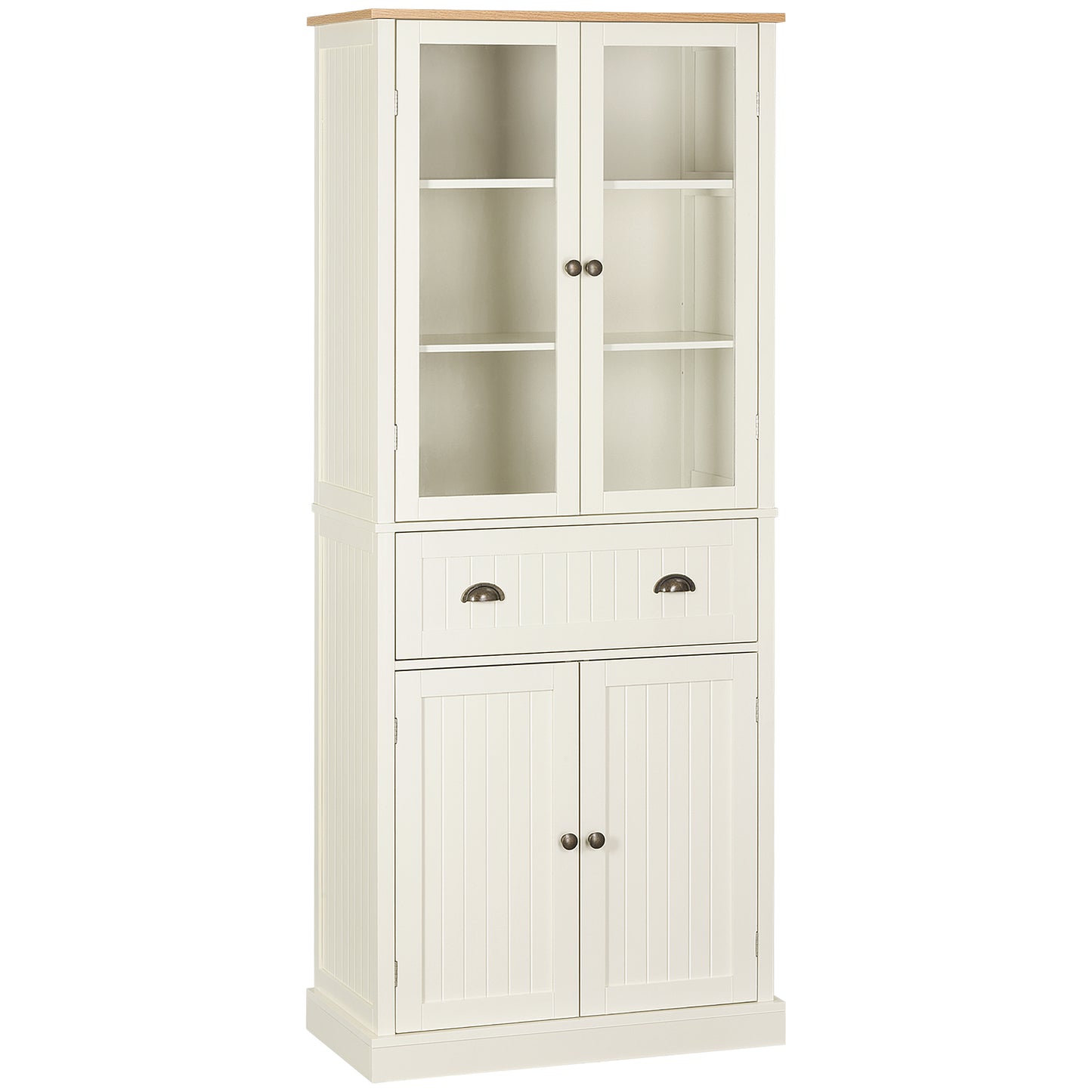 HOMCOM Freestanding Kitchen Cupboard | 5-Tier Pantry Storage Cabinet, Cream White