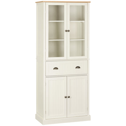 HOMCOM Freestanding Kitchen Cupboard | 5-Tier Pantry Storage Cabinet, Cream White