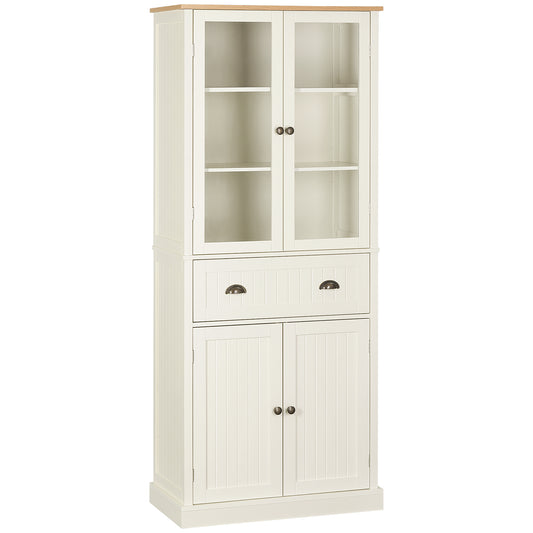 HOMCOM Freestanding Kitchen Cupboard | 5-Tier Pantry Storage Cabinet, Cream White