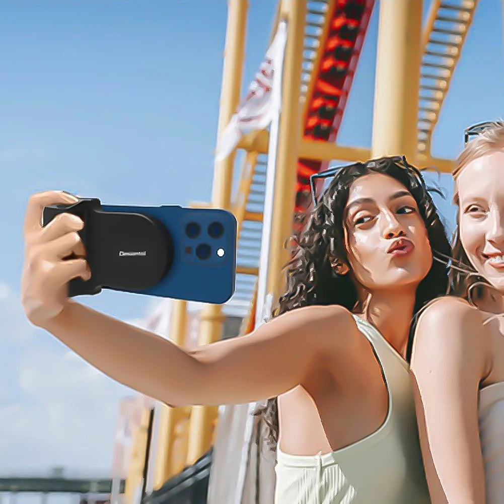 Magnetic Selfie Phone Tripod Mount with Bluetooth Detachable Remote – Anti-Shake Tripod Grip Holder & Camera Handle for iPhone & Android | TikTok Video & Vlogging Stabiliser
