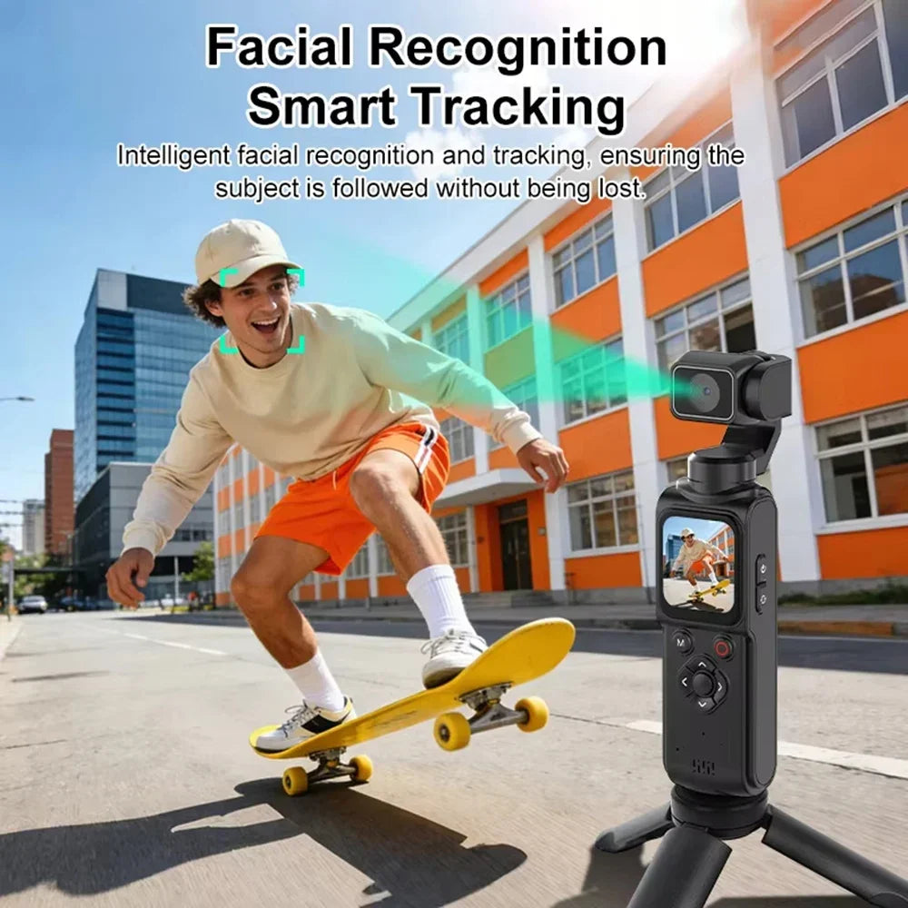 4K Pocket Gimbal Vlogging Camera | 330° Auto-Tracking, 18x Zoom, WiFi, 2400mAh, 30m Waterproof — Black or White