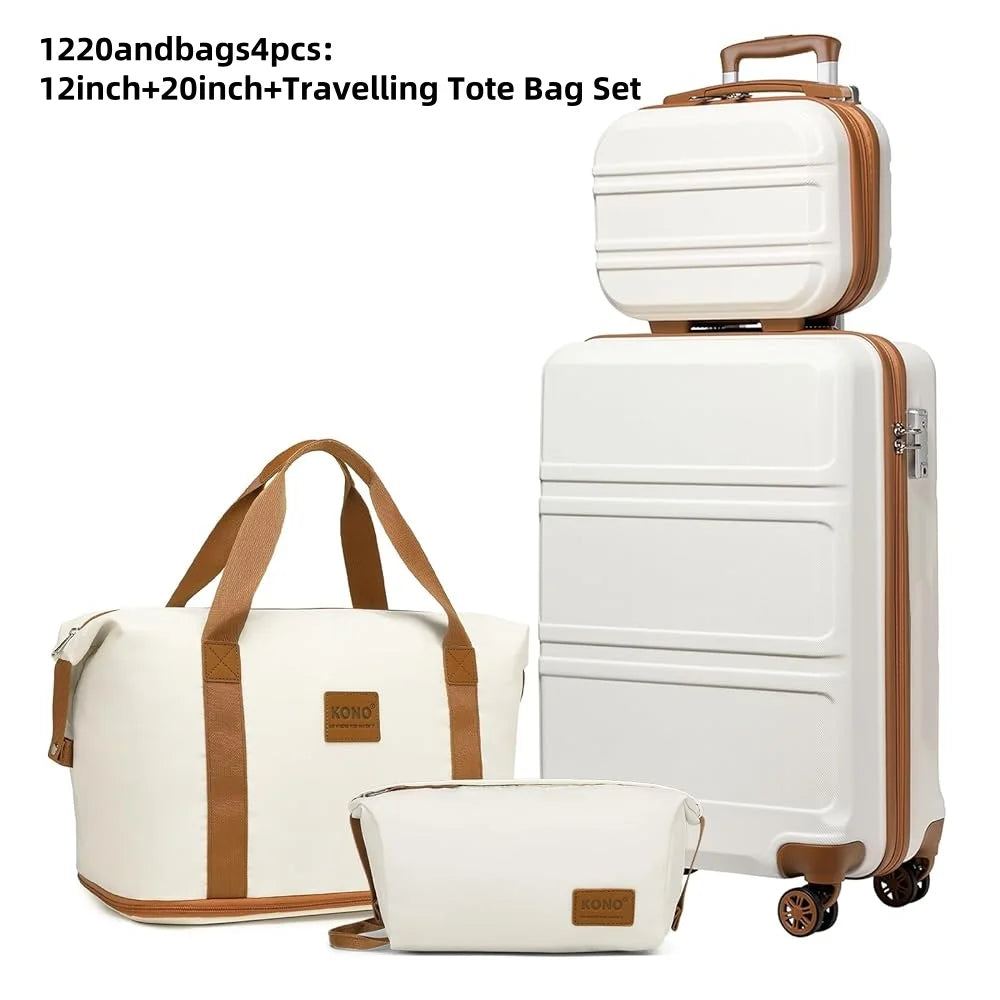 KONO Fashion Luggage Set – Lightweight ABS Hard Shell Suitcases with TSA Lock & 4 Spinner Wheels | 2/3/4/6 Piece Set | UK