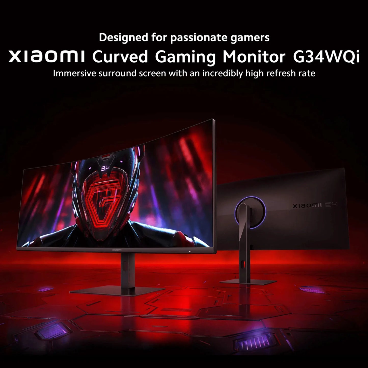Xiaomi G34WQi 34" Ultrawide Curved Gaming Monitor | 180Hz, 1ms, 3440×1440 WQHD, 1500R, AMD FreeSync Premium — Black, UK Plug