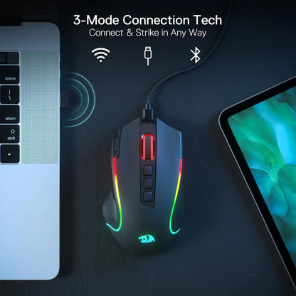 Redragon M612 PRO Wireless Gaming Mouse - 8000 DPI RGB Gaming Mouse with 11 Programmable Buttons for UK Gamers
