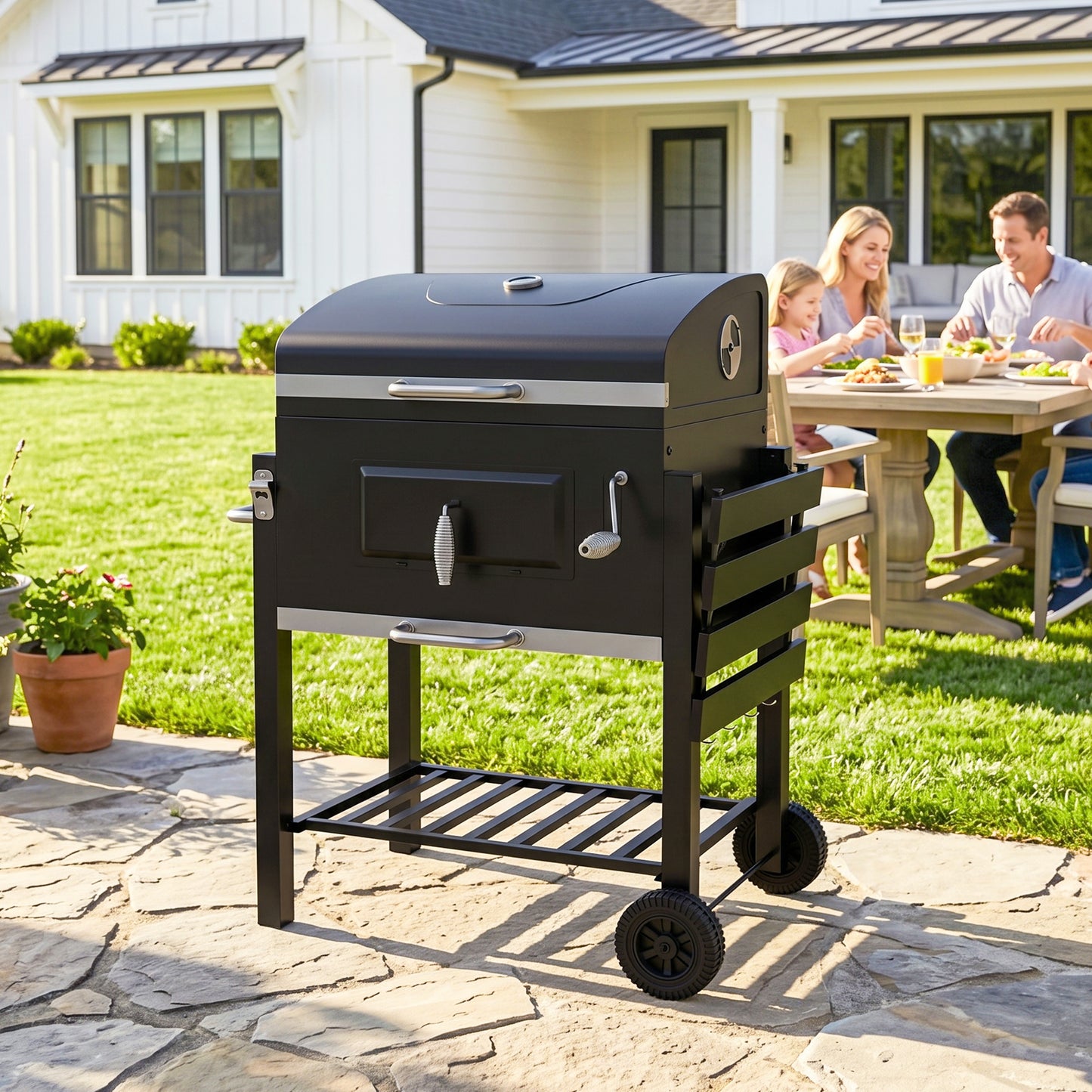 Outsunny Charcoal BBQ Grill | Adjustable Coal Pan