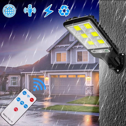 Solar Lights Outdoor, 6000 Lumens 4pack 108COB LED Solar Powered Motion Sensor Wall Lamp - IP65 Waterproof with Remote Control, Durable Security Light for Outside Wall, Garden, Yard, Porch (4Pack)